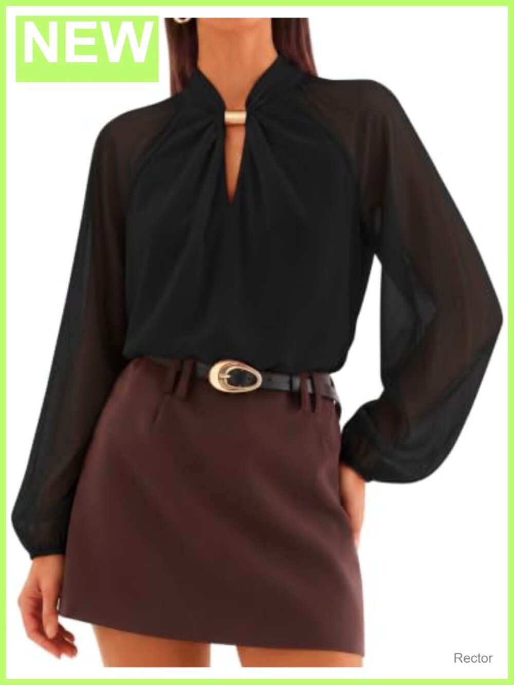 Womens Chiffon Long Sleeve Blouse Dressy Casual Work Top